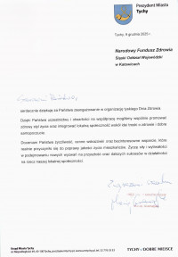 Podziękowanie za udział w wydarzeniu "Tyski Dzień Zdrowia"